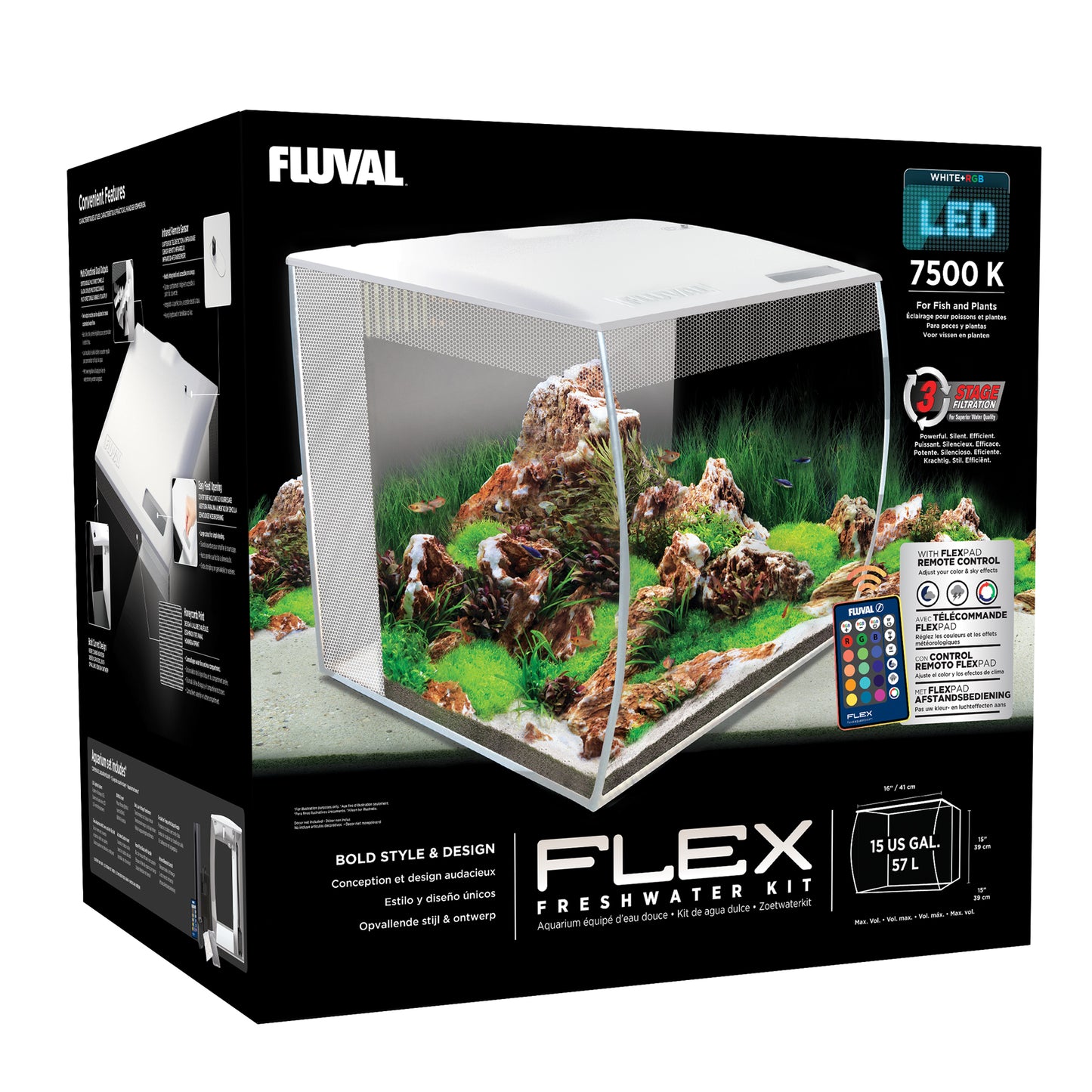 Fluval FLEX Aquarium Kit, 15 Gal (57 L)