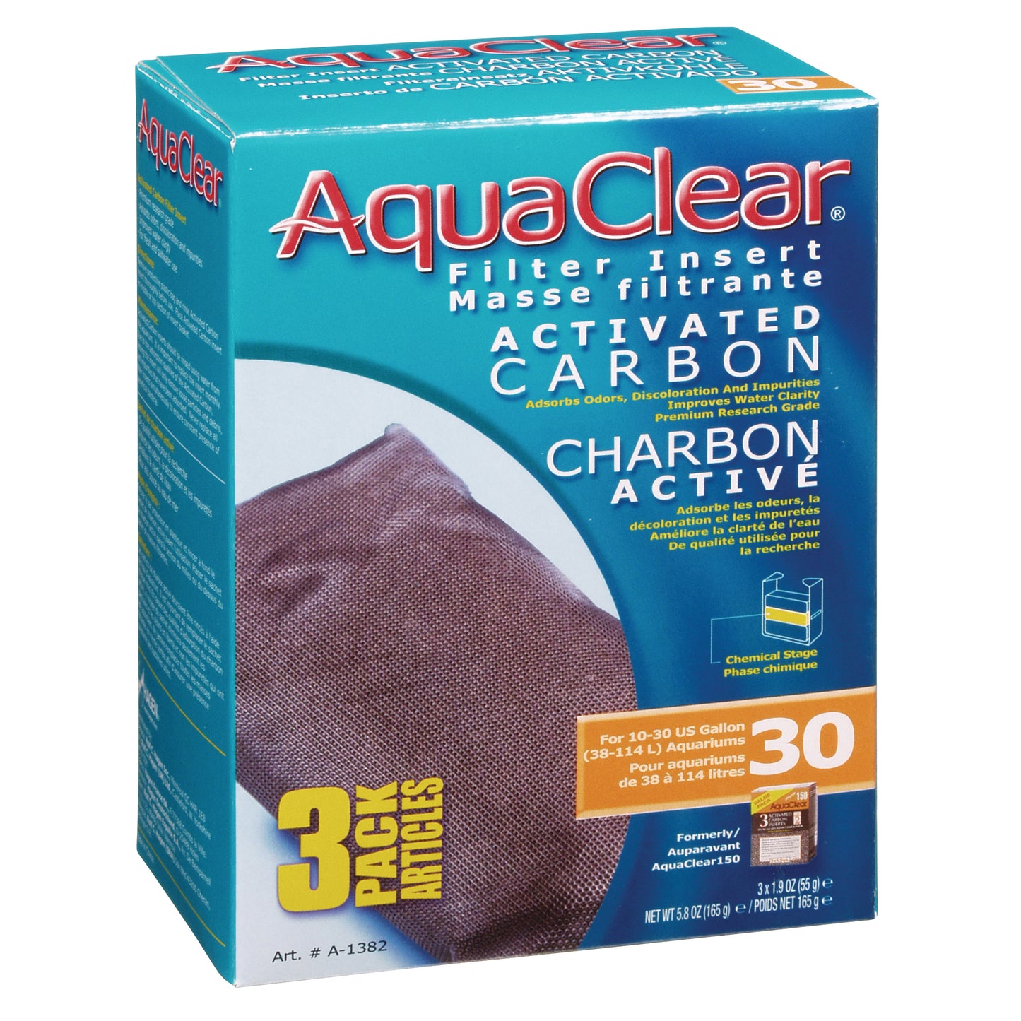 AquaClear 30 Activated Carbon Filter Insert, 3-Pack