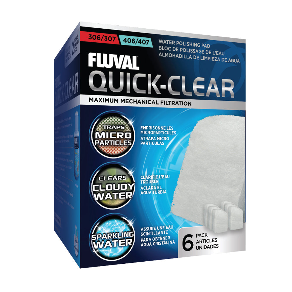 Fluval 306/406 and 307/407 Quick-Clear Water Polishing Pads, 6-Pack