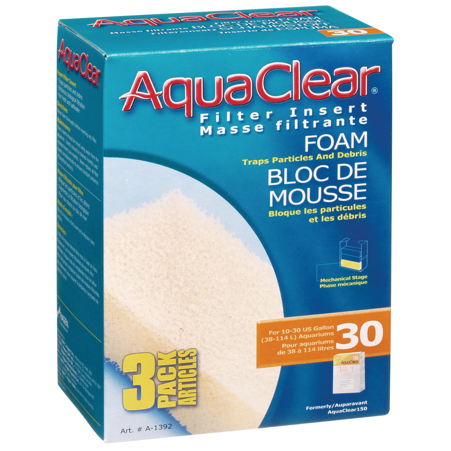 AquaClear 30 Foam Filter Insert, 3-Pack