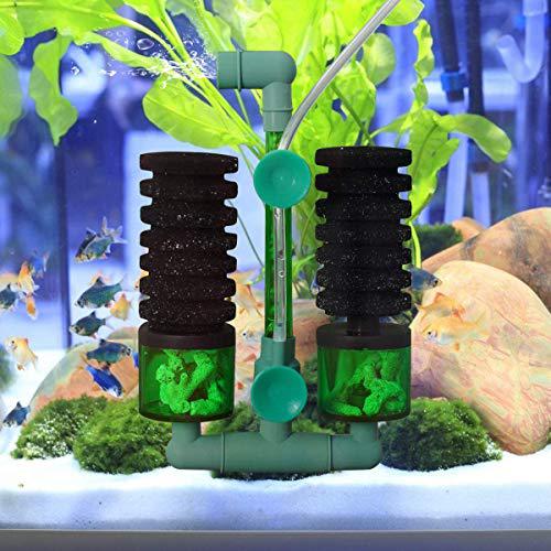 QANVee Aquarium Double Sponge Filter Super Biochemical Filter Sponges for Fish Tank Aquarium Filter with Media Container for Fish Tank Oxygen Increasing and Cycle (Filter)