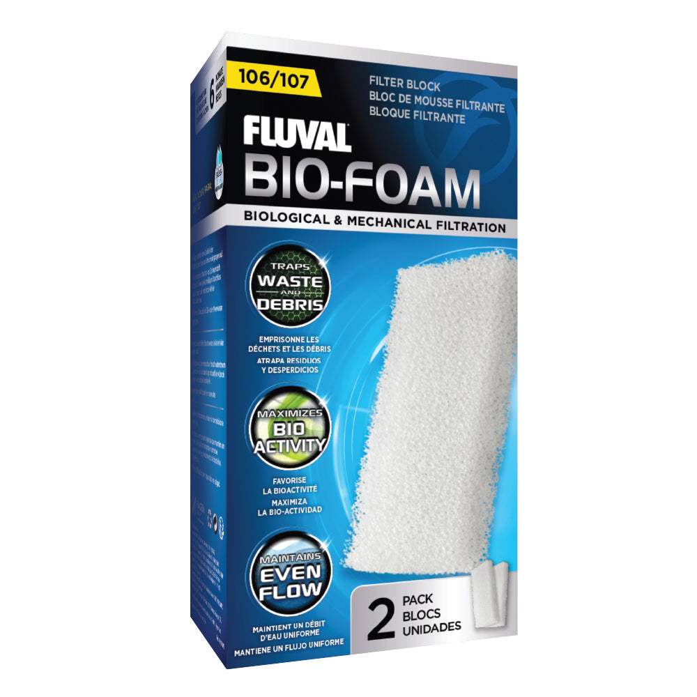 Fluval 106/107 Bio-Foam, Replacement Aquarium Filter Media, 2-Pack