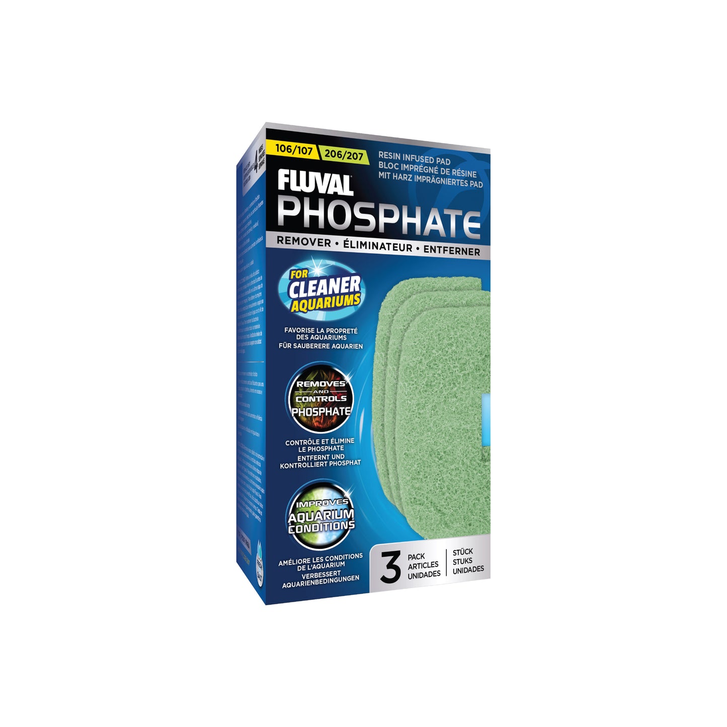 Fluval 106/206 and 107/207 Phosphate Remover Pads, 3-Pack